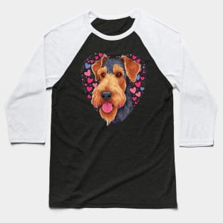 Airedale Terrier Valentine Day Baseball T-Shirt